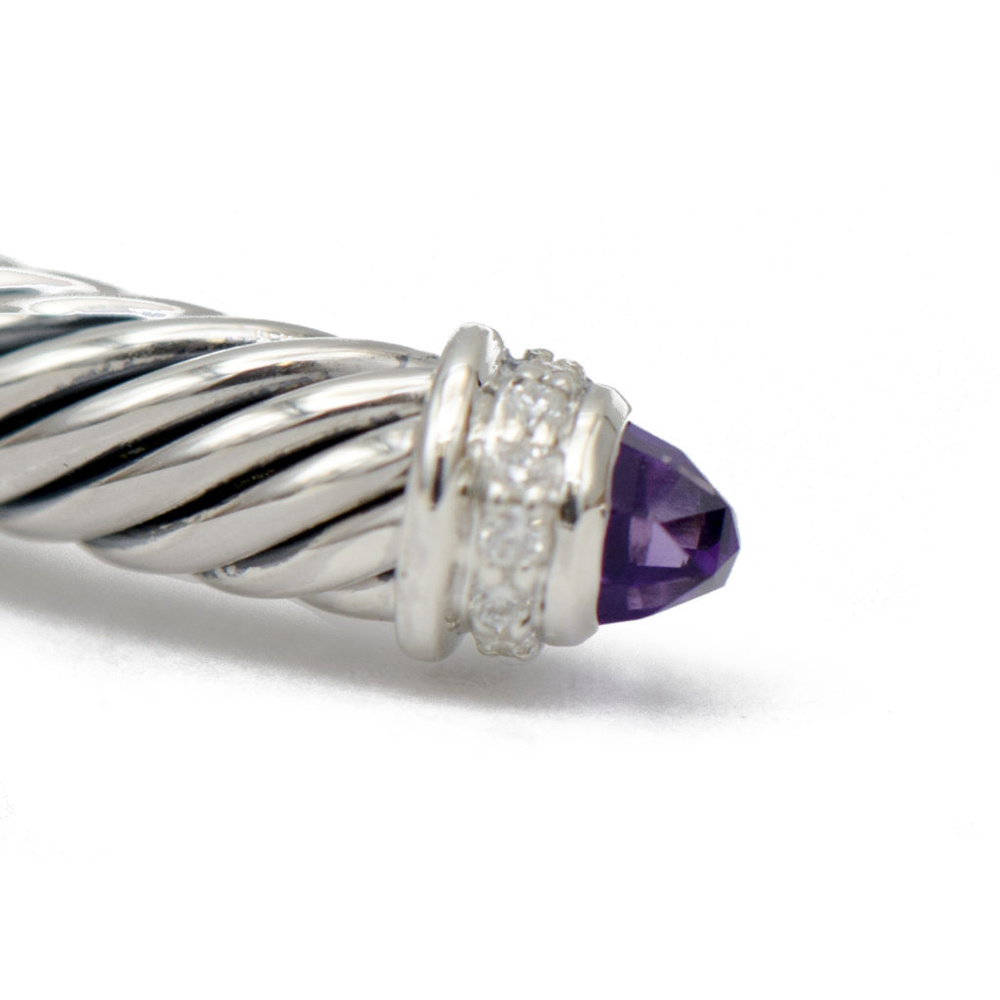 David Yurman Amethyst & Diamond Cuff 5mm - Picture 2 of 6